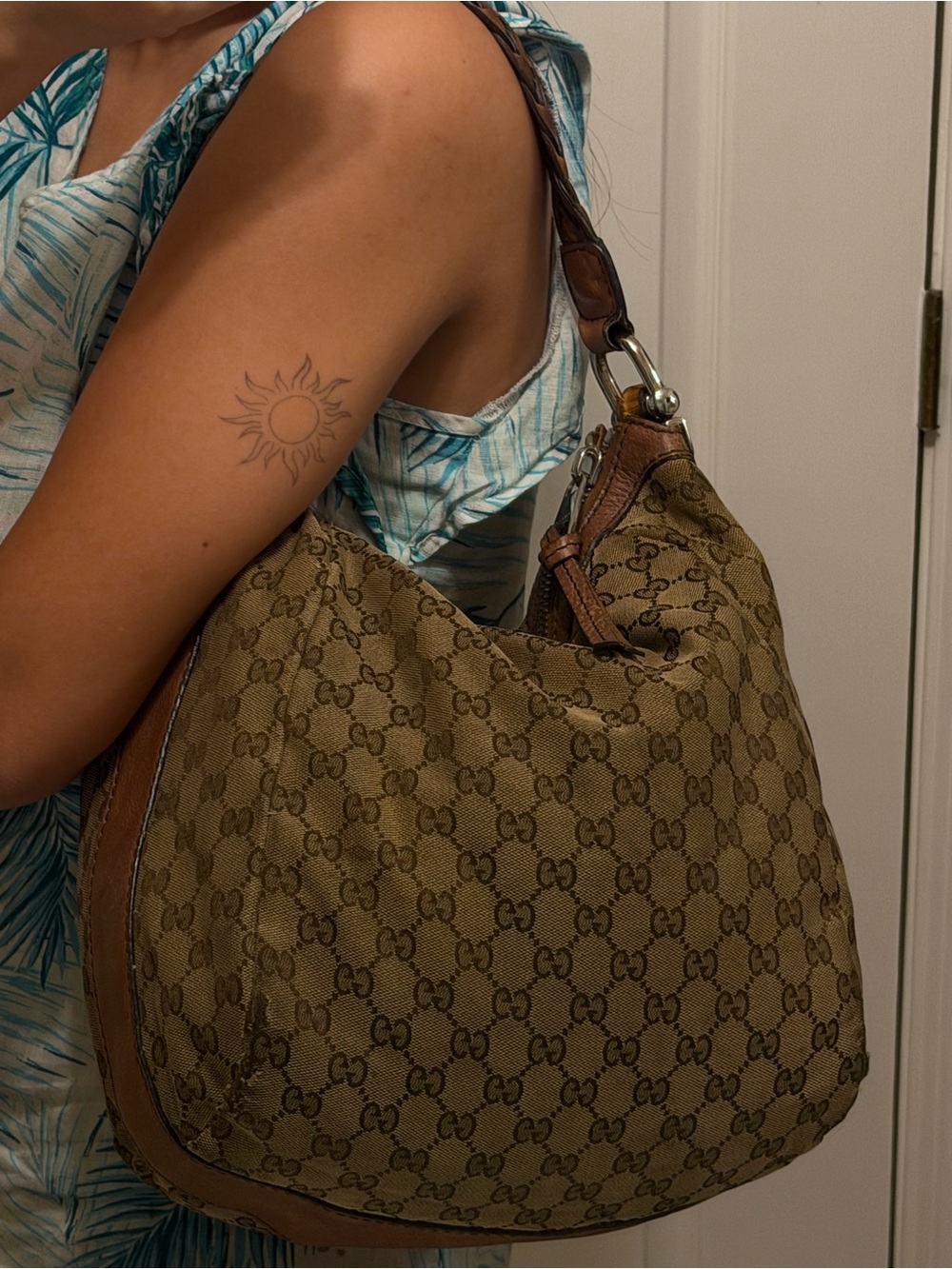 Gucci GG Monogram Canvas Hobo Shoulder Bag - Picture 12 of 16